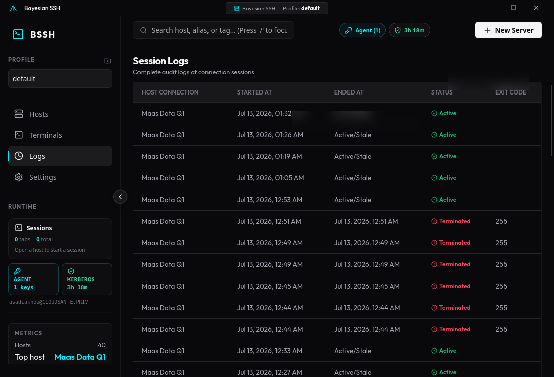 Bayesian SSH Settings Tab